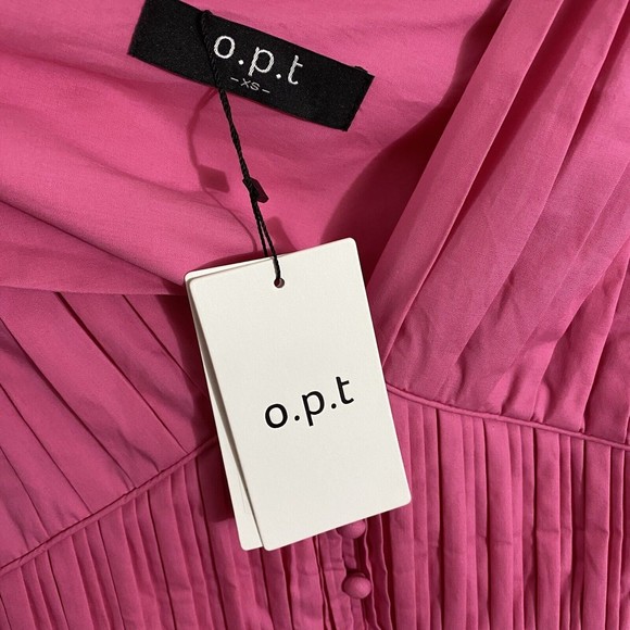 O.P.T one pretty time x revolve women's pink poplin midi ruffle dress NWT sz XS - Picture 6 of 8